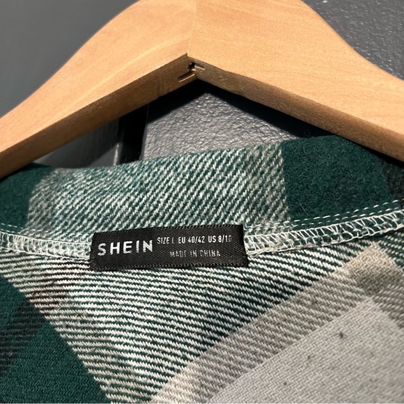 Plaid long sleeve slouchy Shacket size l shein - Picture 3 of 4